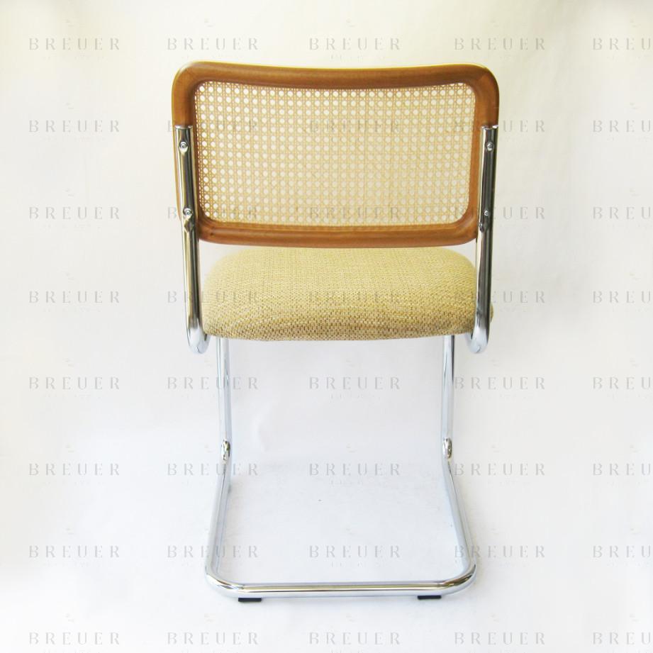 Breuer Breuer Chair Company Cesca Chair In Chrome With Tweed Cushion Seat And Cane Back In Honey