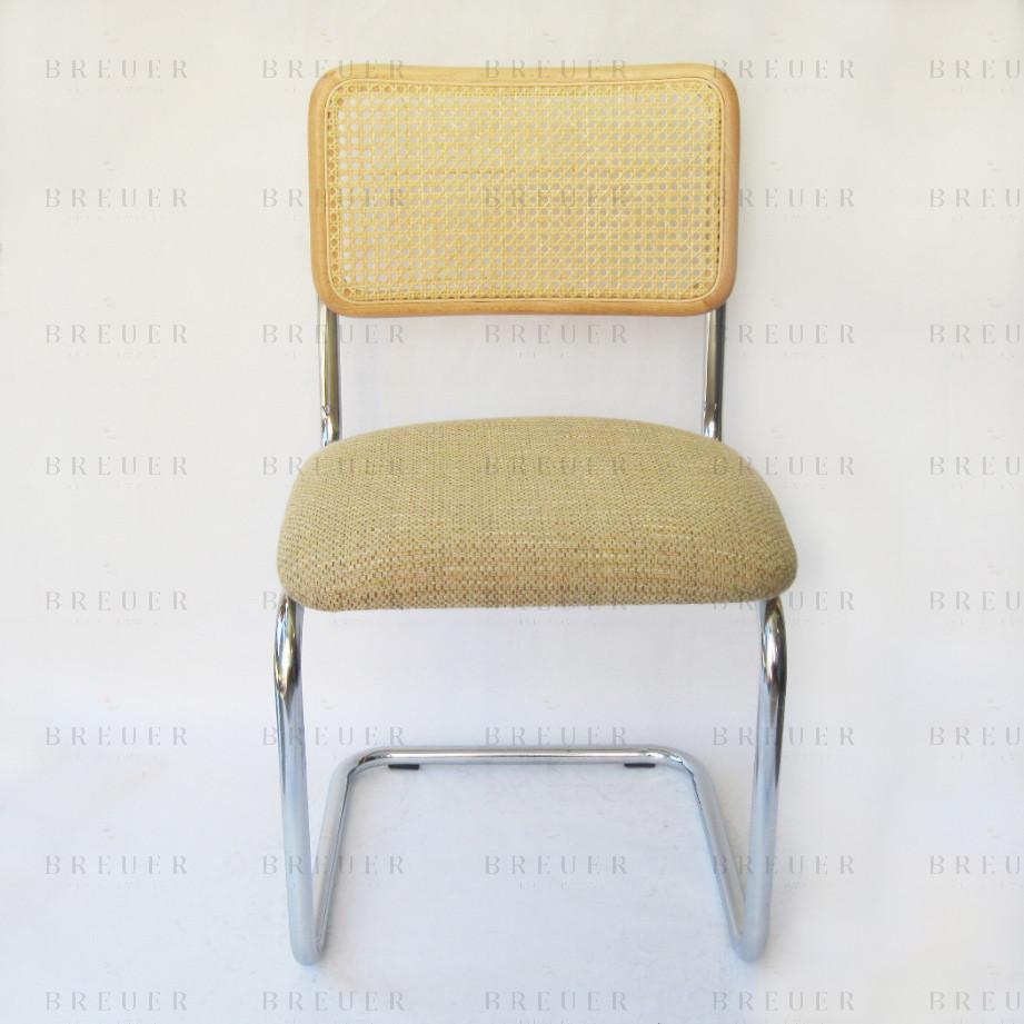 Breuer Breuer Chair Company Cesca Chair In Chrome With Tweed Cushion Seat And Cane Back In Natural