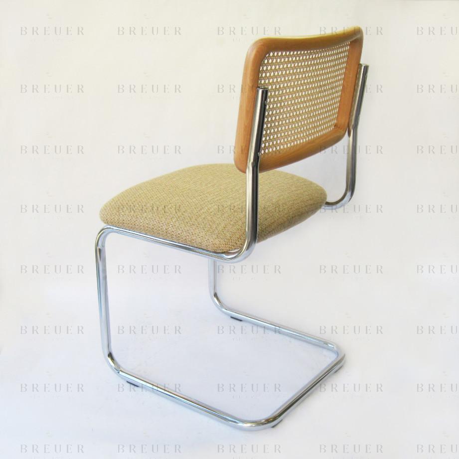Breuer Breuer Chair Company Cesca Chair In Chrome With Tweed Cushion Seat And Cane Back In Natural