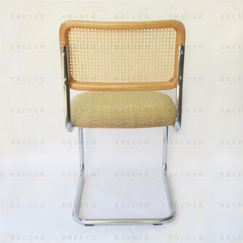 Breuer Breuer Chair Company Cesca Chair In Chrome With Tweed Cushion Seat And Cane Back In Natural