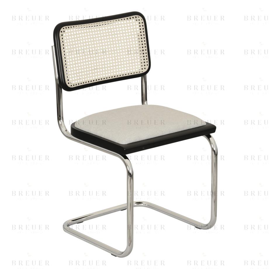 Breuer Breuer Chair Company Cesca Cushion Seat & Cane Back Cantilever Side Chair W/ Chrome Frame (Various Wood Finishes Cane Colors & Upholstery Covers; Made In Italy)