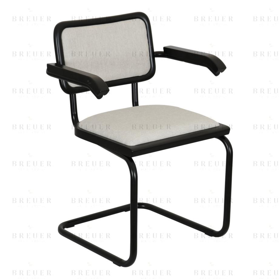 Breuer Breuer Chair Company Cesca Cushion Seat & Cushion Back Cantilever Armchair Arm Chair W/ Black Frame (Various Wood Finishes & Upholstery Covers; Made In Italy)