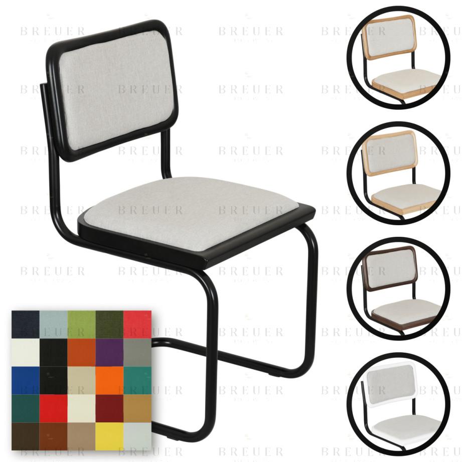 Breuer Breuer Chair Company Cesca Cushion Seat & Cushion Back Cantilever Side Chair W/ Black Frame (Various Wood Finishes & Upholstery Covers; Made In Italy)