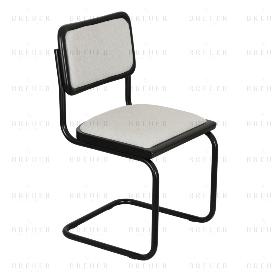 Breuer Breuer Chair Company Cesca Cushion Seat & Cushion Back Cantilever Side Chair W/ Black Frame (Various Wood Finishes & Upholstery Covers; Made In Italy)