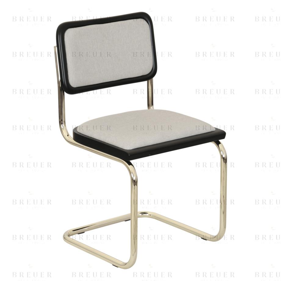 Breuer Breuer Chair Company Cesca Cushion Seat & Cushion Back Cantilever Side Chair W/ Brass Frame (Various Wood Finishes & Upholstery Covers; Made In Italy)