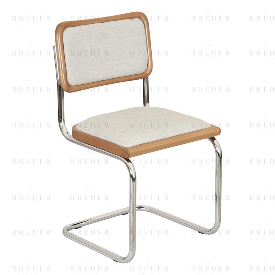 Breuer Breuer Chair Company Cesca Cushion Seat & Cushion Back Cantilever Side Chair W/ Chrome Frame (Various Wood Finishes & Upholstery Covers; Made In Italy)