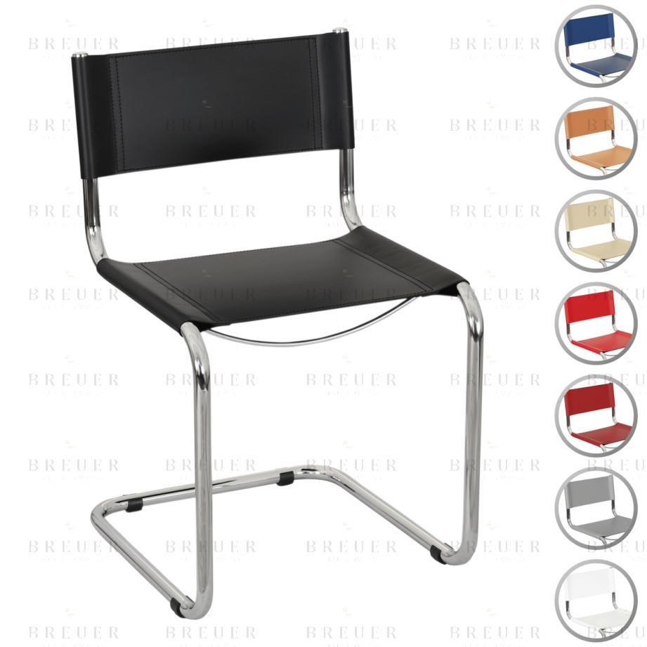 breuer Breuer Chair Company Mart Stam Cantilever Side Chair w/ Chrome Frame (Various Bonded Leather Colors; Made in Italy)