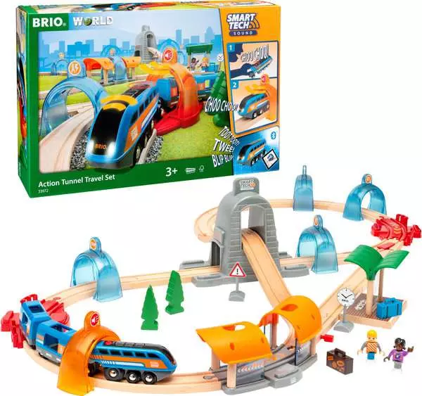 brio BRIO World Train Set Action Tunnel Travel Set