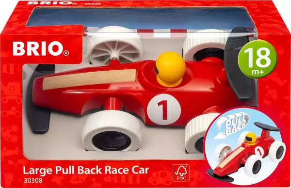 Brio BRIO Large Pullback Race Car - Wooden Toy For Toddlers 18 Months Up