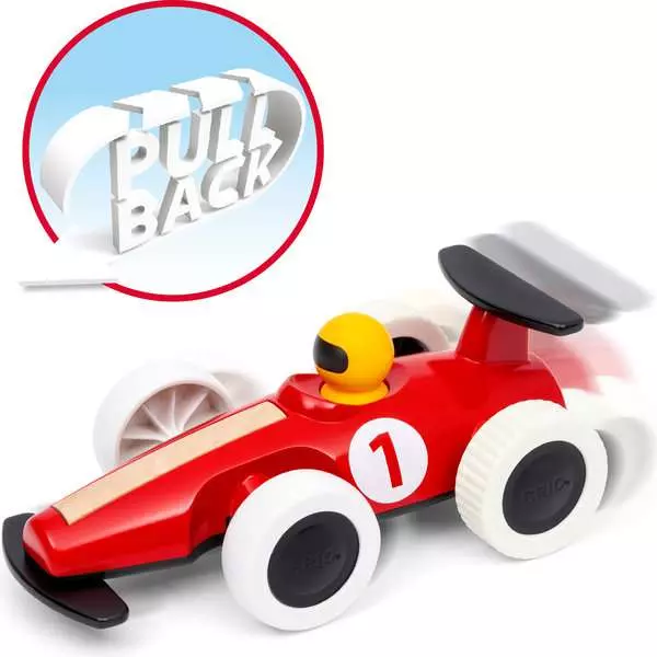 Brio BRIO Large Pullback Race Car - Wooden Toy For Toddlers 18 Months Up