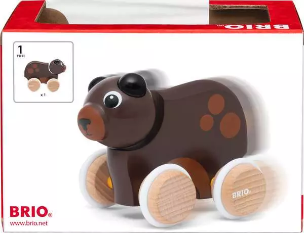 Brio BRIO Push-along Bear - Wooden Toy For Toddlers 12 Months Up