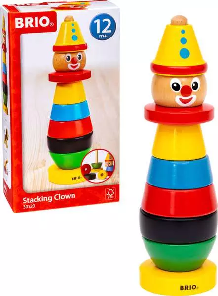 brio BRIO Stacking Clown - Wooden toy for toddlers 12 months up