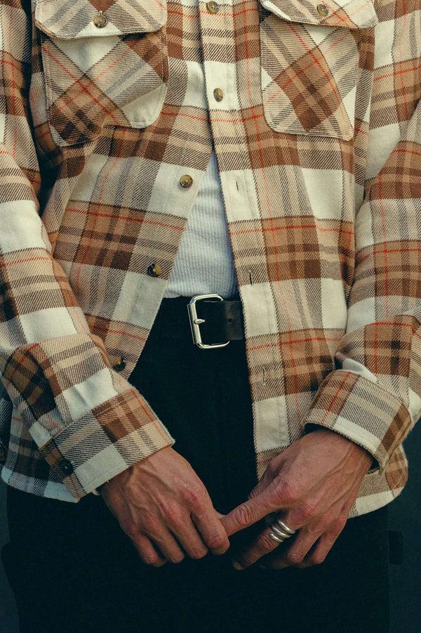 Brixton Bowery Flannel Whitecap/Pinecone Brown/Burro Brown