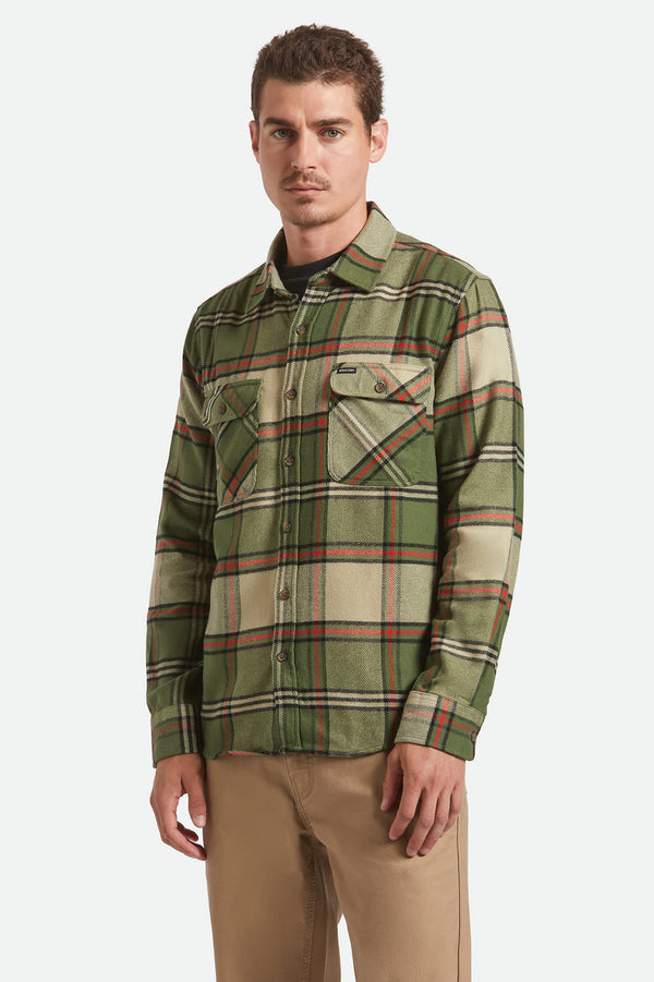 Brixton Bowery Flannel Wild Green/Elm/Adrenaline Rush