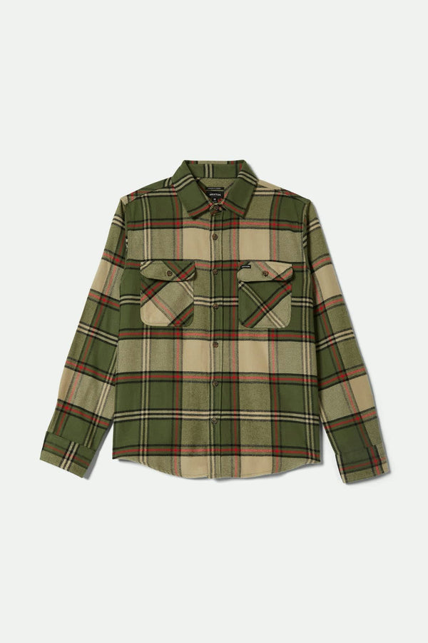 brixton Bowery Flannel Wild Green/Elm/Adrenaline Rush