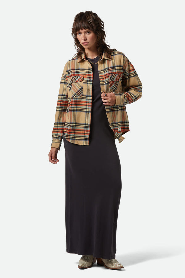 Brixton Bowery Women's Classic Flannel Sand/Burnt Brick/Black Plaid