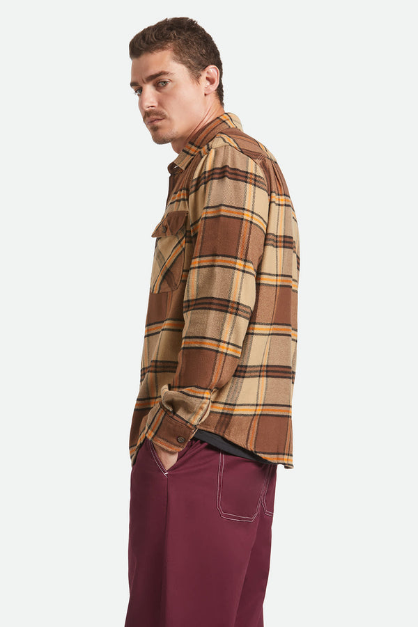 Brixton Bowery Flannel Sand/Pinecone/Solar Orange
