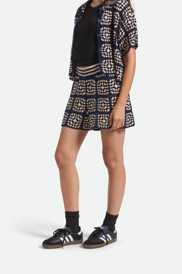 Brixton Crochet Short Mood Indigo/Off White