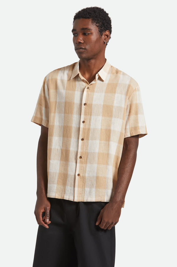 Brixton Cru Linen Blend Shirt Off White/Sand