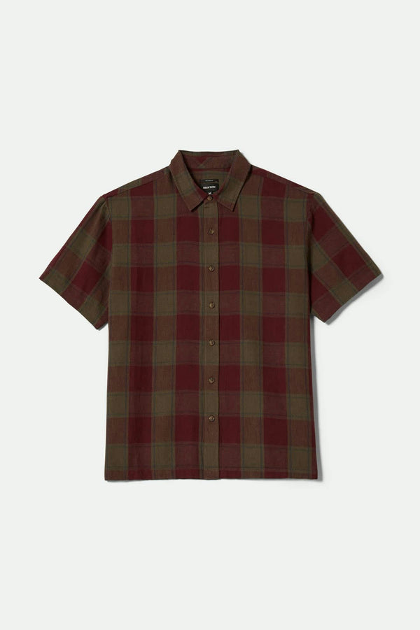 brixton Cru Linen Blend Shirt Olive Surplus/Port