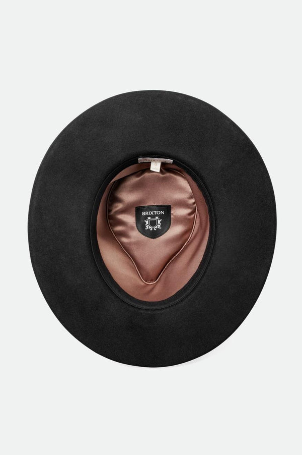 Brixton Victoria Felt Fedora Black/Black Satin