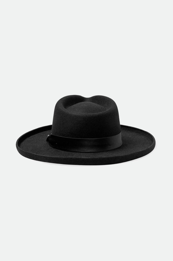 Brixton Victoria Felt Fedora Black/Black Satin