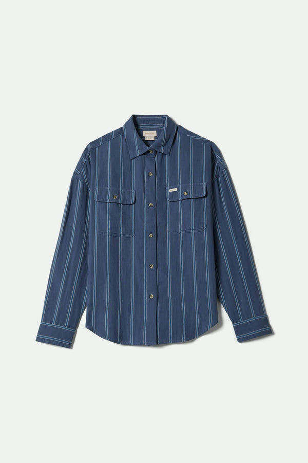 Brixton Wandering Overshirt Berring Sea/White