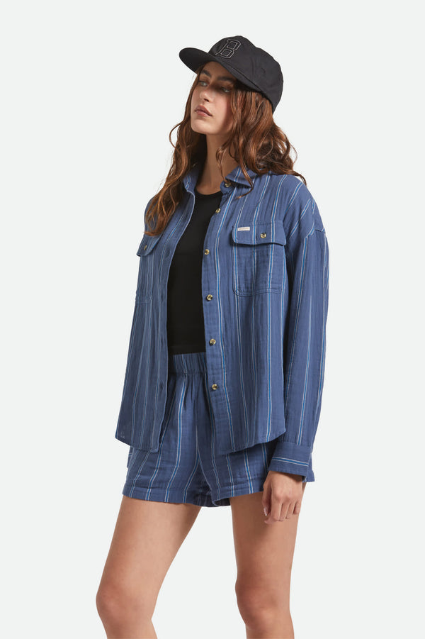 Brixton Wandering Overshirt Berring Sea/White