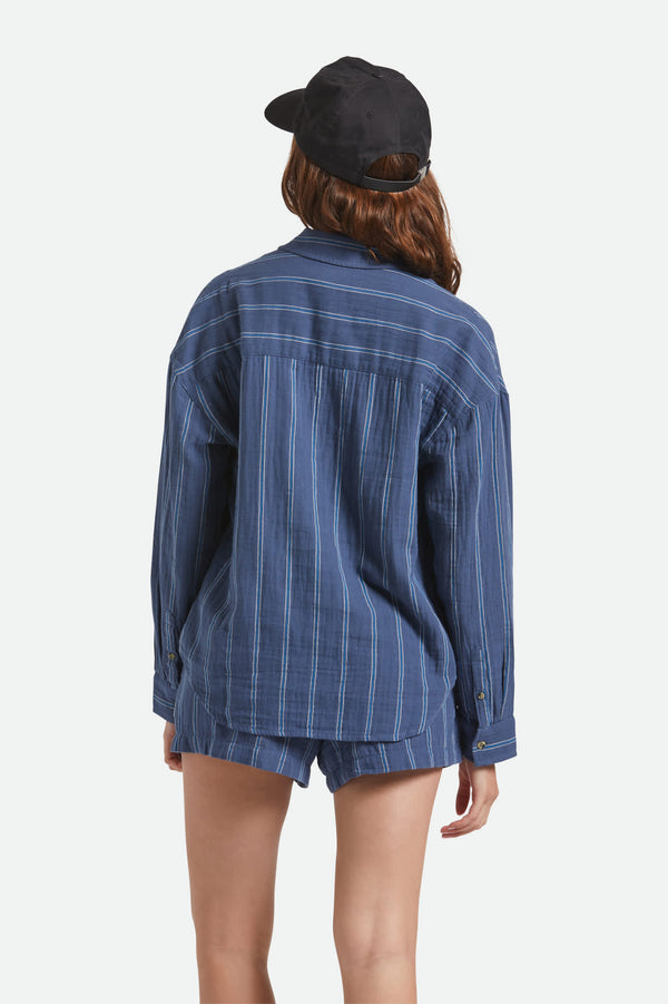 Brixton Wandering Overshirt Berring Sea/White