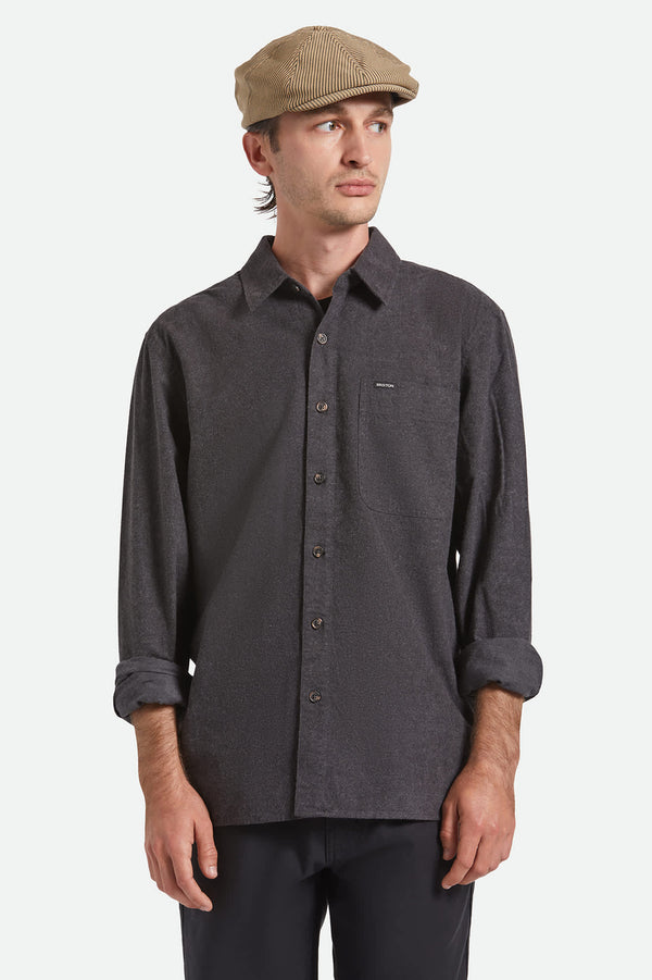 Brixton Brood Newsboy Cap Dark Tan/Black Hickory Stripe