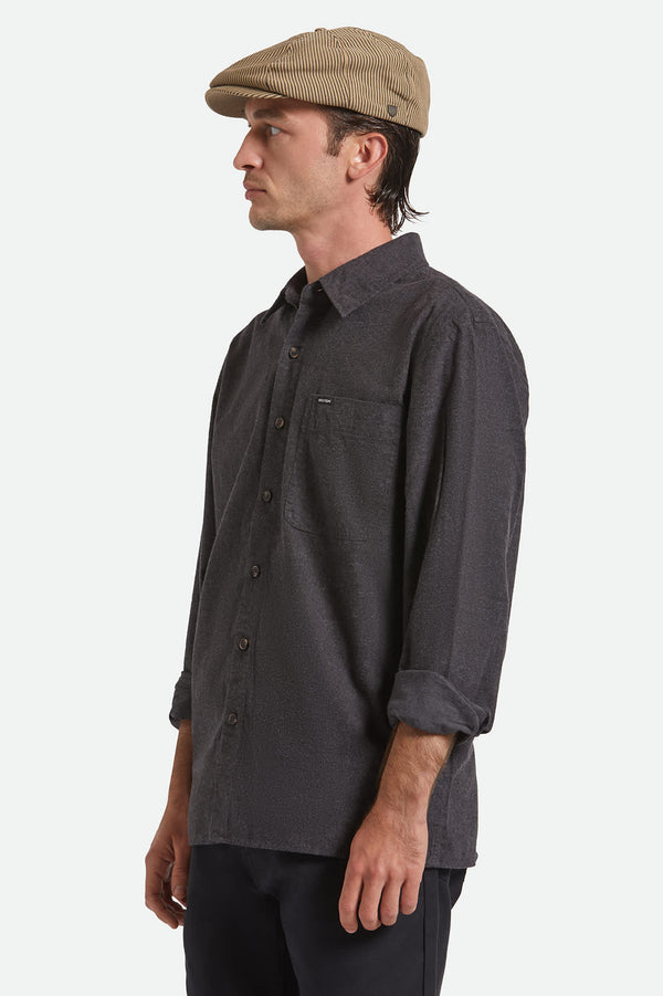 Brixton Brood Newsboy Cap Dark Tan/Black Hickory Stripe