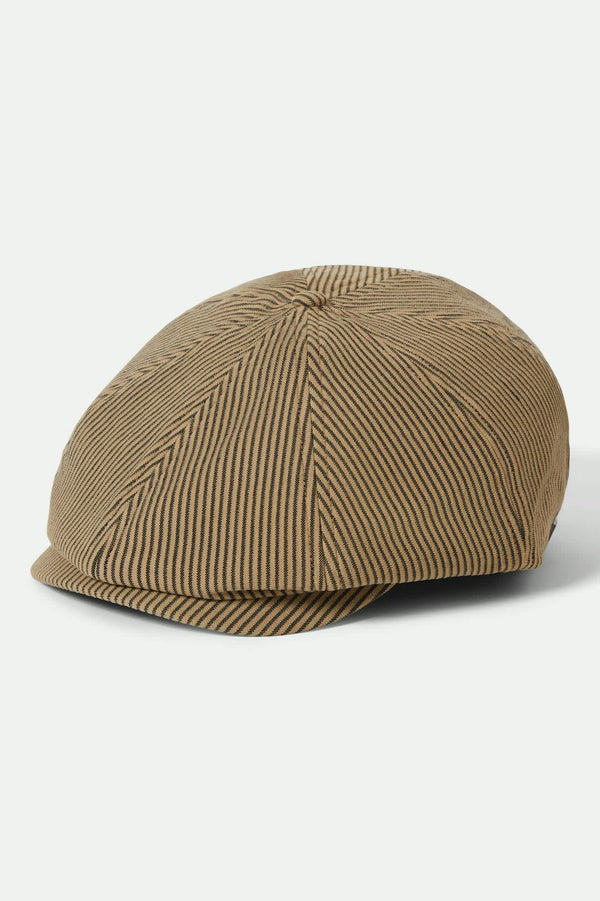 brixton Brood Newsboy Cap Dark Tan/Black Hickory Stripe