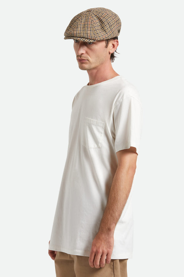 Brixton Brood Newsboy Cap Oatmeal/Charcoal Houndstooth