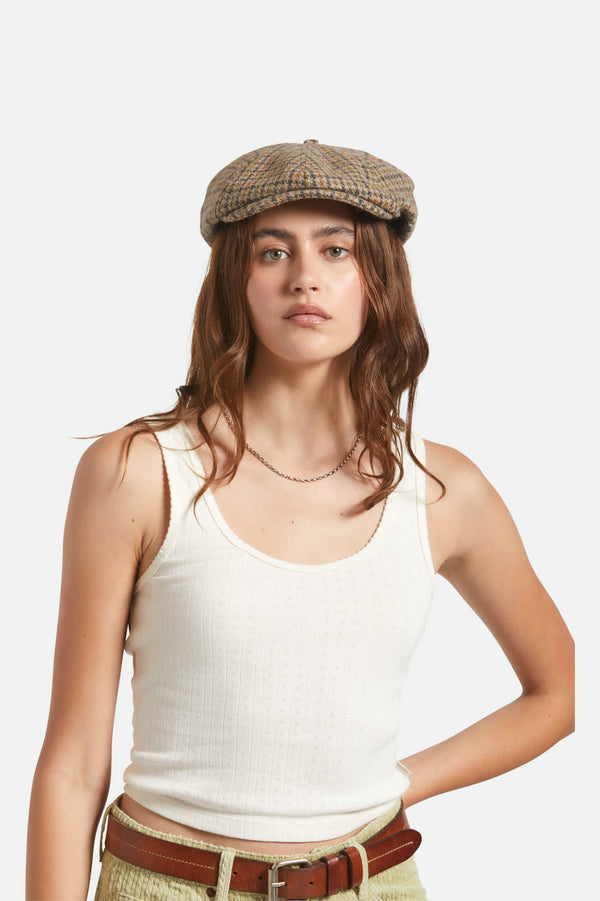 Brixton Brood Newsboy Cap Oatmeal/Charcoal Houndstooth
