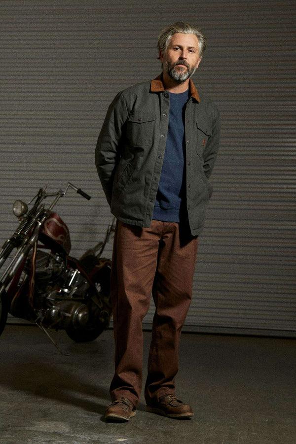 Brixton Builders Durham Waxed Canvas Flannel Lined Jacket Washed Black