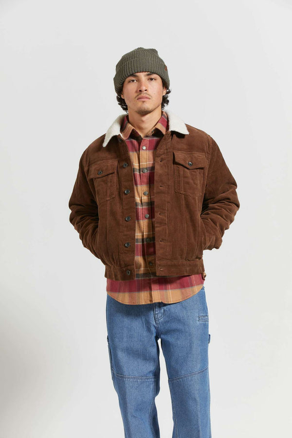 Brixton Cable Sherpa Lined Trucker Jacket Pinecone Brown