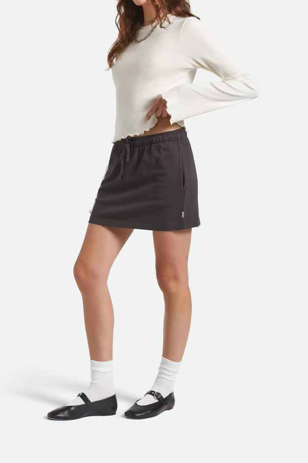 Brixton Carefree Organic Garment Dye Lounge Skirt Black