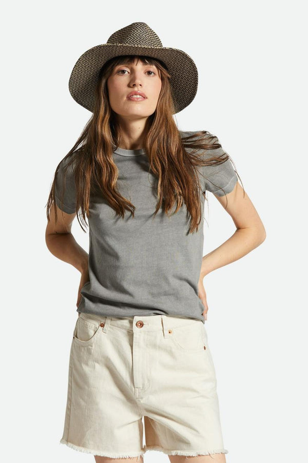 brixton Carefree Organic Garment Dye Slim Crew T-Shirt Washed Black