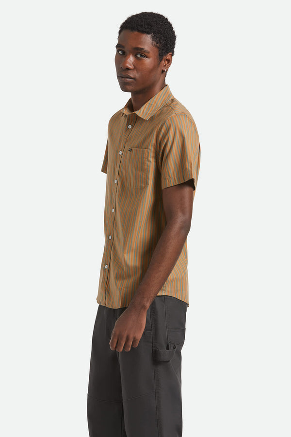 Brixton Charter Stripe Shirt Rustic Caramel/Night Sage