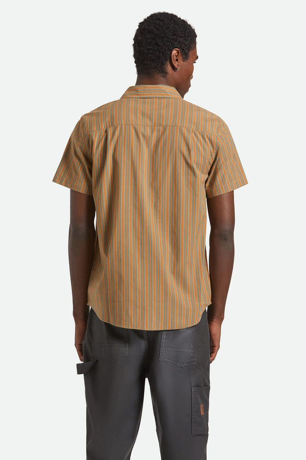 Brixton Charter Stripe Shirt Rustic Caramel/Night Sage