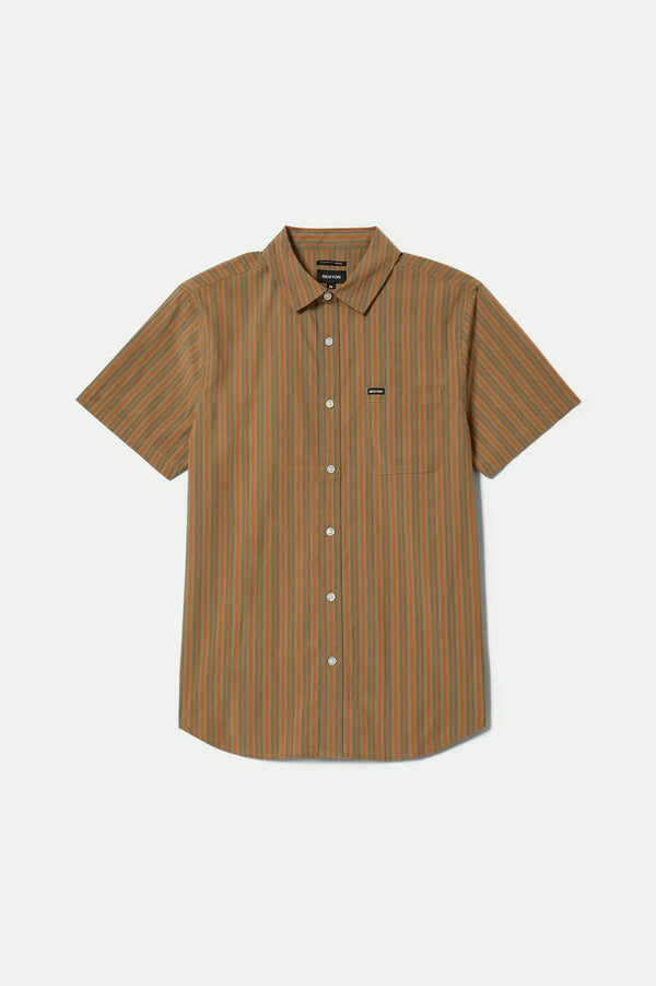 brixton Charter Stripe Shirt Rustic Caramel/Night Sage