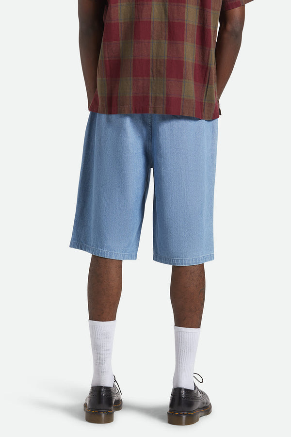 Brixton Choice Chino Baggy Short Light Wash Denim Herringbone