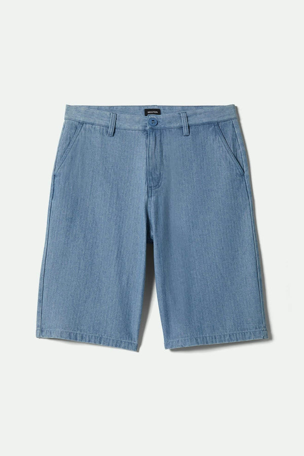 brixton Choice Chino Baggy Short Light Wash Denim Herringbone