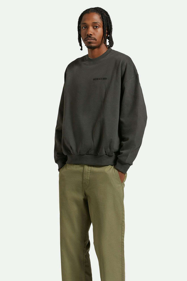 Brixton Embroidered Heavyweight Oversized Crew Washed Black