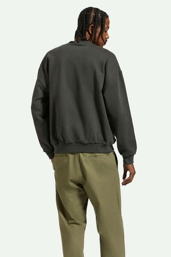 Brixton Embroidered Heavyweight Oversized Crew Washed Black