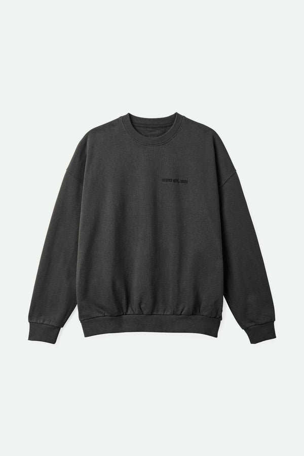 brixton Embroidered Heavyweight Oversized Crew Washed Black