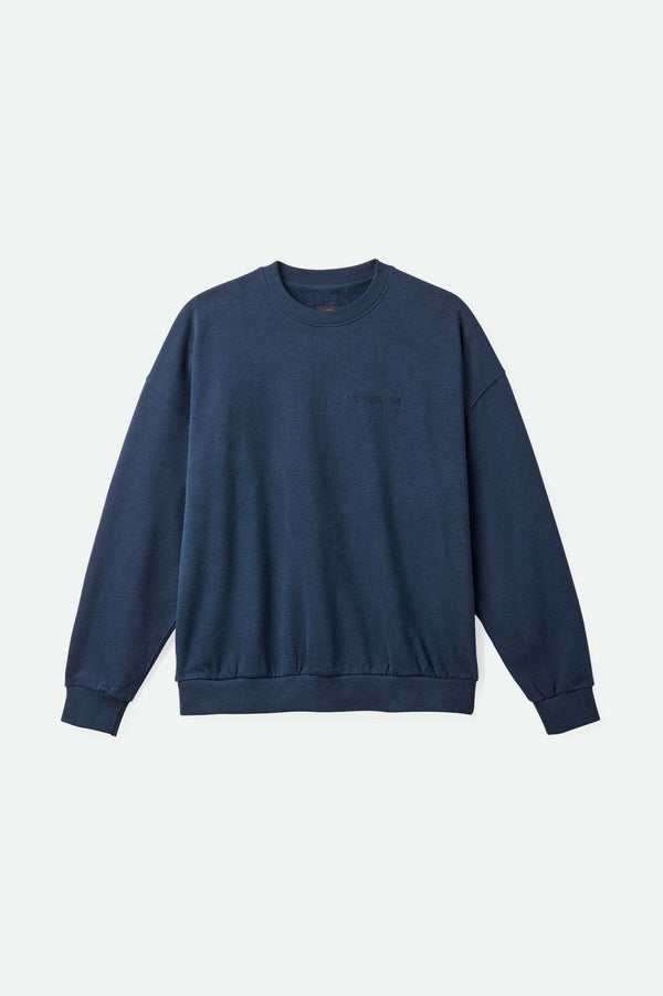 brixton Embroidered Heavyweight Oversized Crew Washed Navy