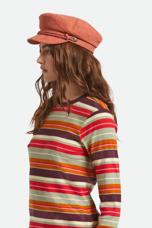 Brixton Fiddler Fisherman Cap Terracota Brushed Satin