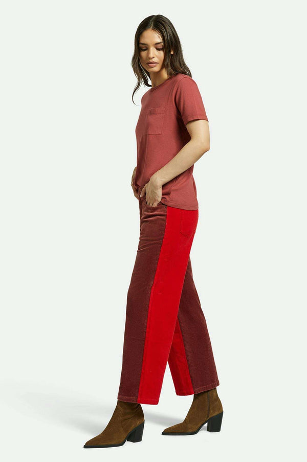 Brixton Margo Cropped 5-Pocket Pant Cowhide/Mars Red Cord