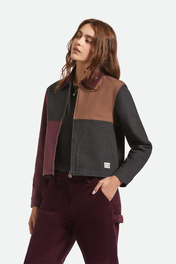 Brixton Mechanic Women'S Garage Jacket Port/Black/Pinecone Brown